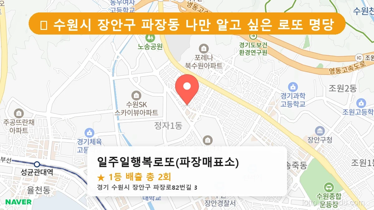 [2026 경기 수원시 장안구 파장동 로또 명당 BEST] 명당 지도와 당첨 비율 상세 분석