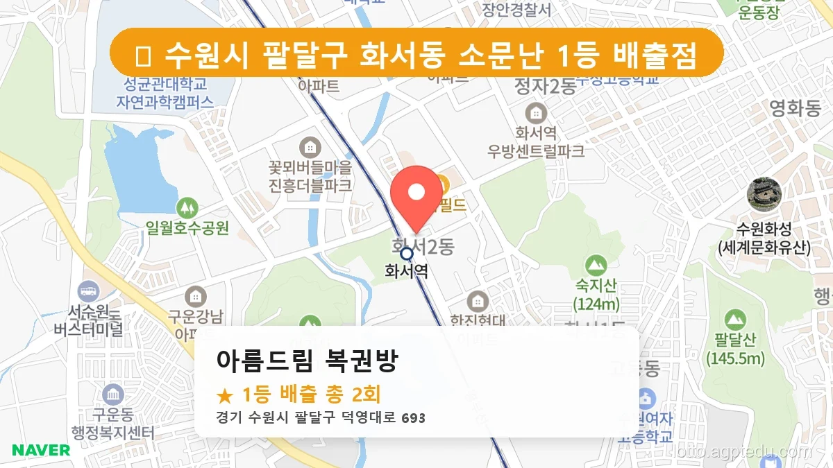 [2026 경기 수원시 팔달구 화서동 로또 명당 BEST] 1등 배출 판매점 리스트 완벽 정리
