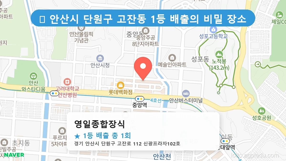 경기 안산시 단원구 고잔동 고잔동 로또 명당 영일종합장식 1등 당첨 배출점 전경