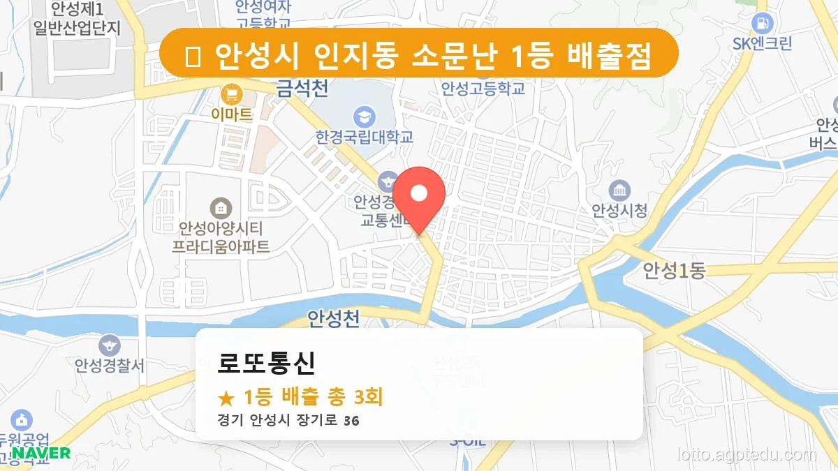 [2026 경기 안성시 인지동 로또 명당 BEST 3] 당첨 기운 가득한 판매점 총정리