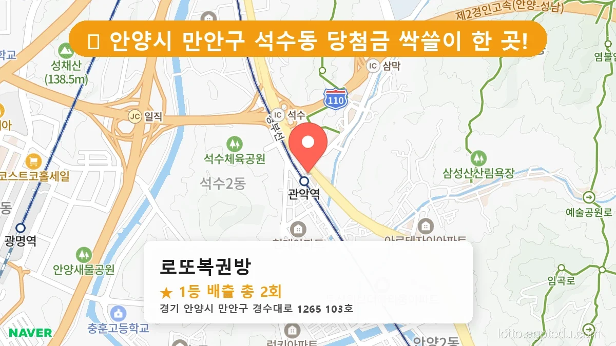 경기 안양시 만안구 석수동 석수동 로또 명당 로또복권방 1등 당첨 배출점 전경