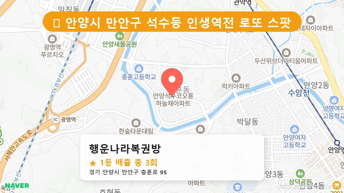 [2026 경기 안양시 만안구 석수동 로또 명당 BEST] 지역 주민만 아는 1등 배출점 리스트