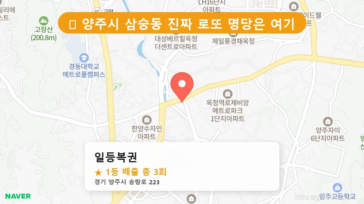 [2026 경기 양주시 삼숭동 로또 명당 BEST] 이번 주 당첨 주인공이 나올 명당은?