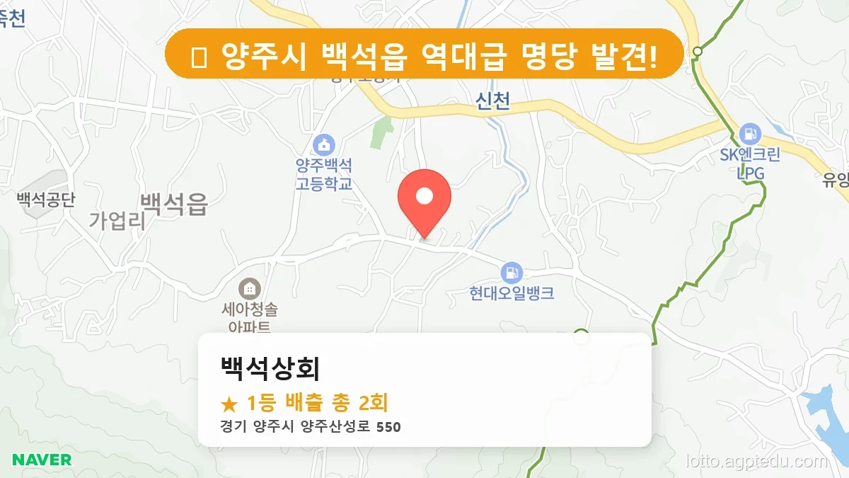 [2026 경기 양주시 백석읍 로또 명당 BEST] 줄 서서 사는 판매점 상세 정보 확인