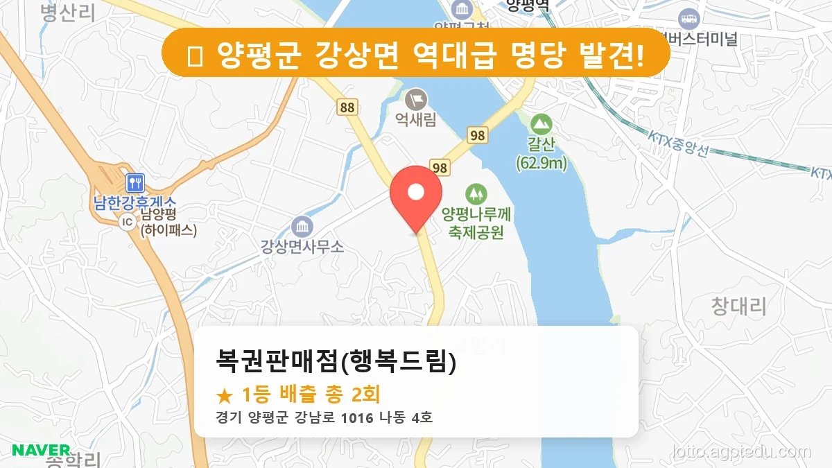 [2026 경기 양평군 강상면 로또 명당 BEST 2] 데이터로 본 당첨 확률 높은 매장 추천