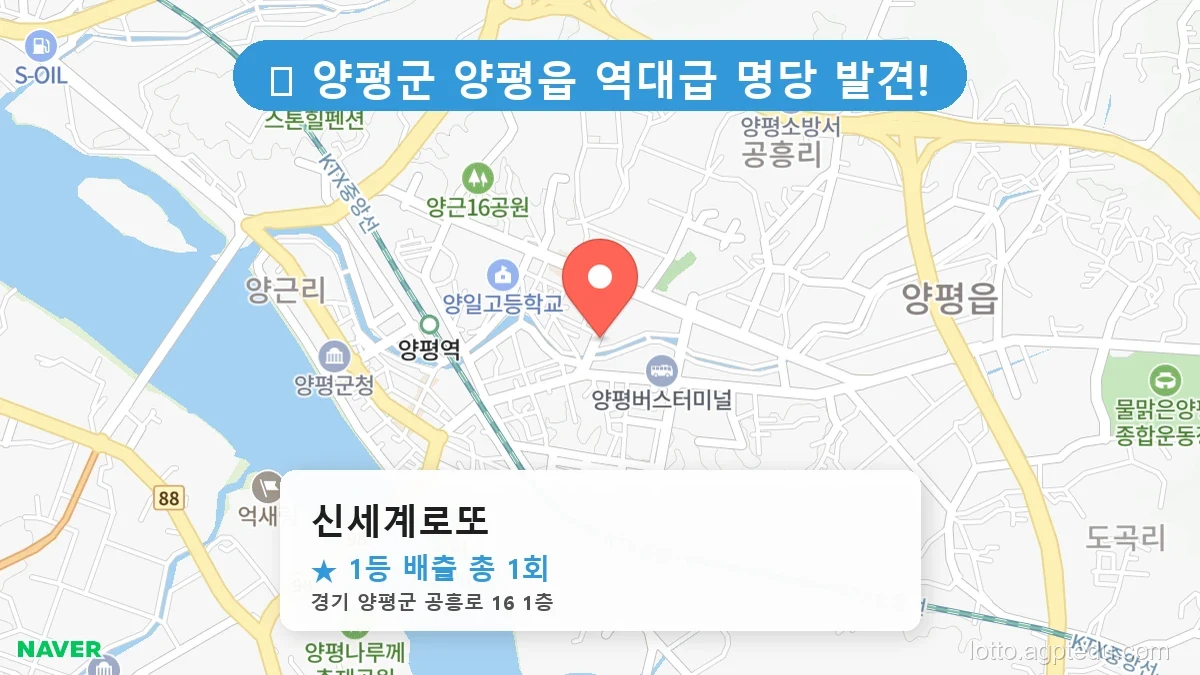 [2026 경기 양평군 양평읍 로또 명당 BEST] 1등 배출 판매점 리스트 완벽 정리