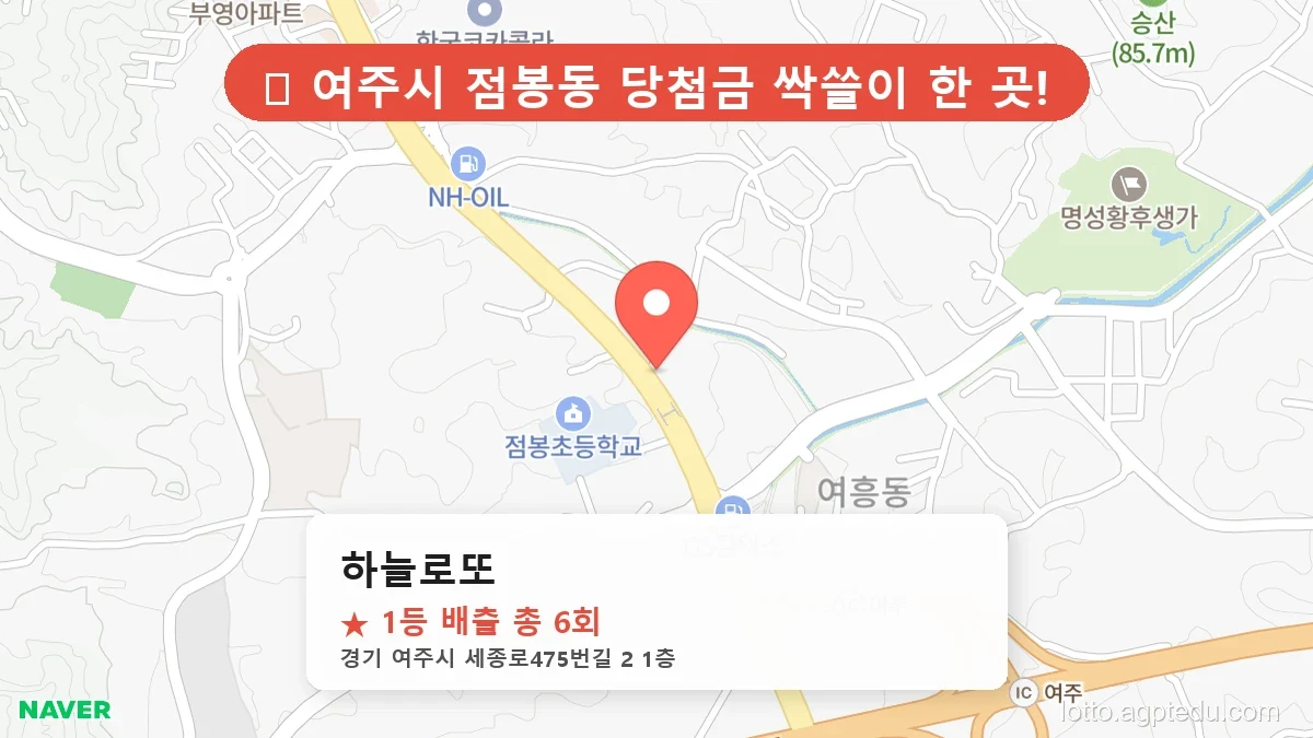 [2026 경기 여주시 점봉동 로또 명당 BEST 2] 줄 서서 사는 판매점 상세 정보 확인
