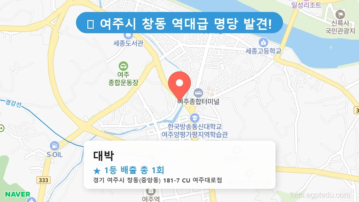 [2026 경기 여주시 창동 로또 명당 BEST] 지역 주민만 아는 1등 배출점 리스트