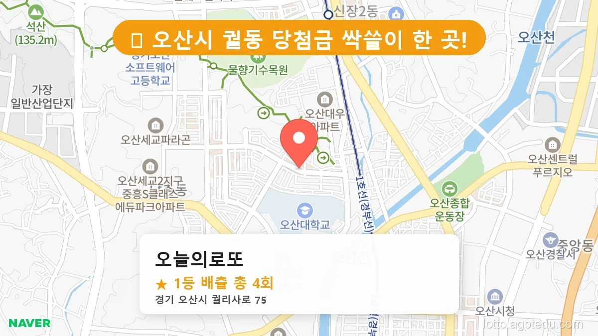 [2026 경기 오산시 궐동 로또 명당 BEST 4] 인생 역전을 꿈꾼다면 필수 확인점
