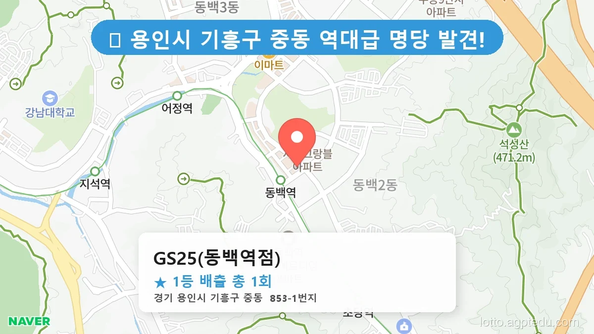 [2026 경기 용인시 기흥구 중동 로또 명당 BEST] 명당 지도와 당첨 비율 상세 분석