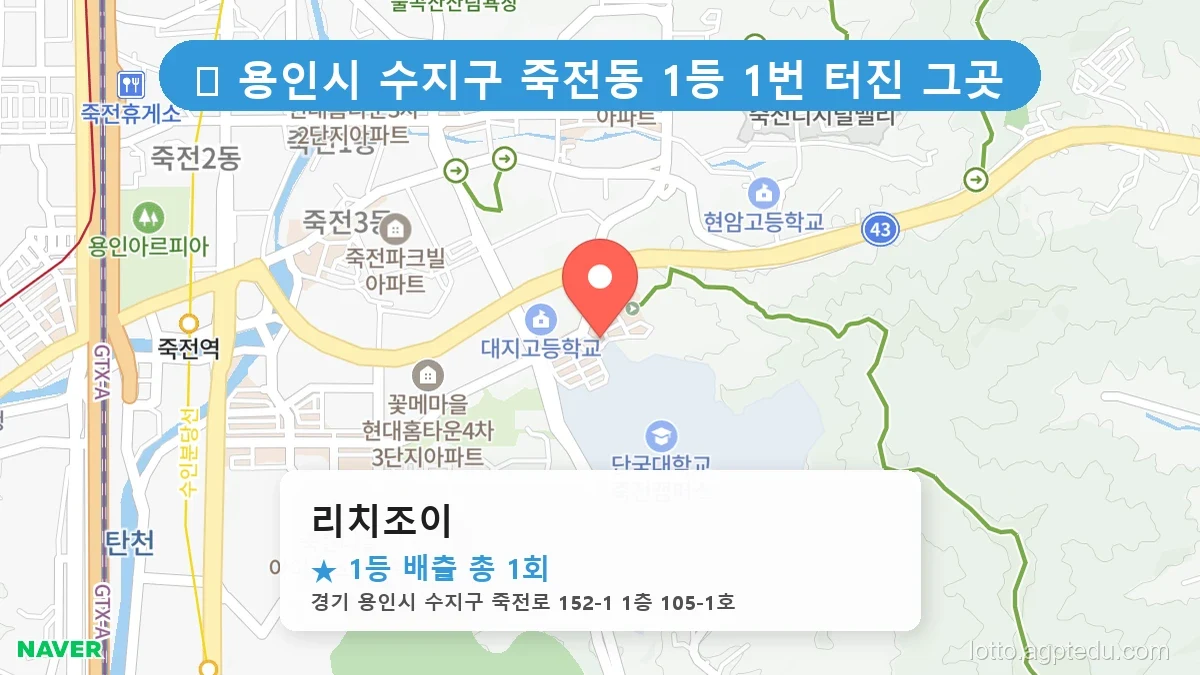 [2026 경기 용인시 수지구 죽전동 로또 명당 BEST] 줄 서서 사는 판매점 상세 정보 확인