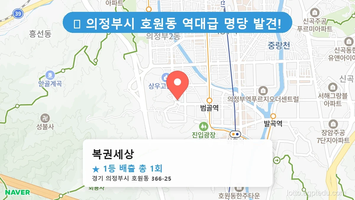 경기 의정부시 호원동 호원동 로또 명당 복권세상 1등 당첨 배출점 전경