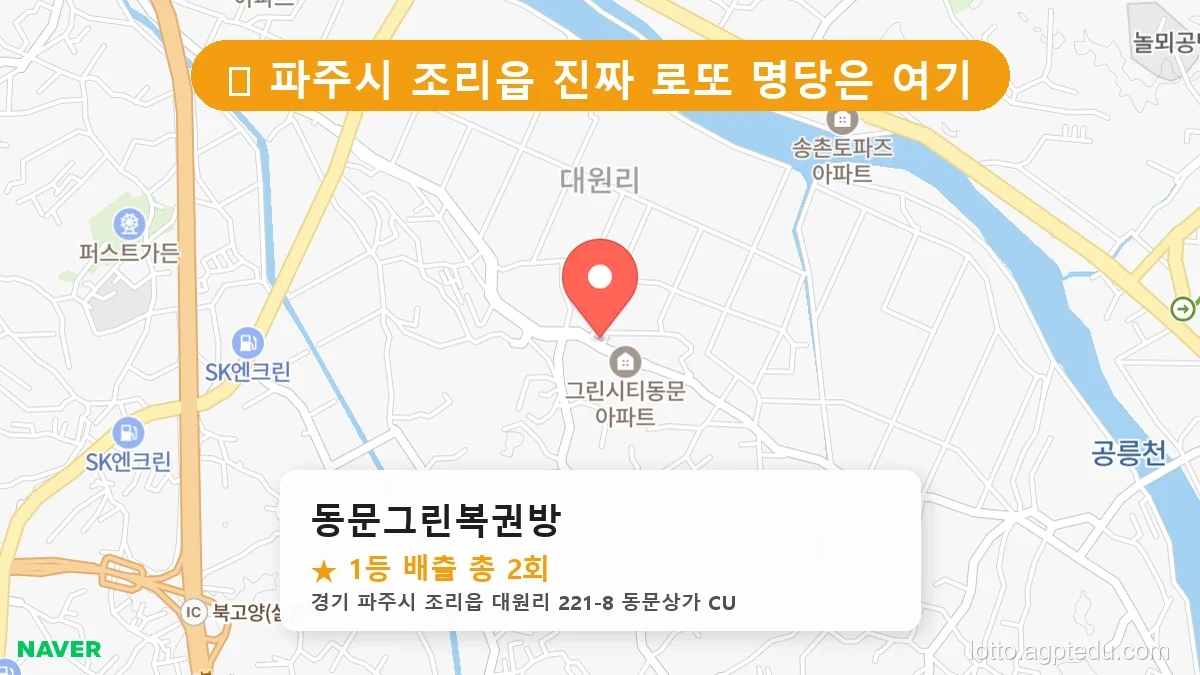 경기 파주시 조리읍 조리읍 로또 명당 동문그린복권방 1등 당첨 배출점 전경