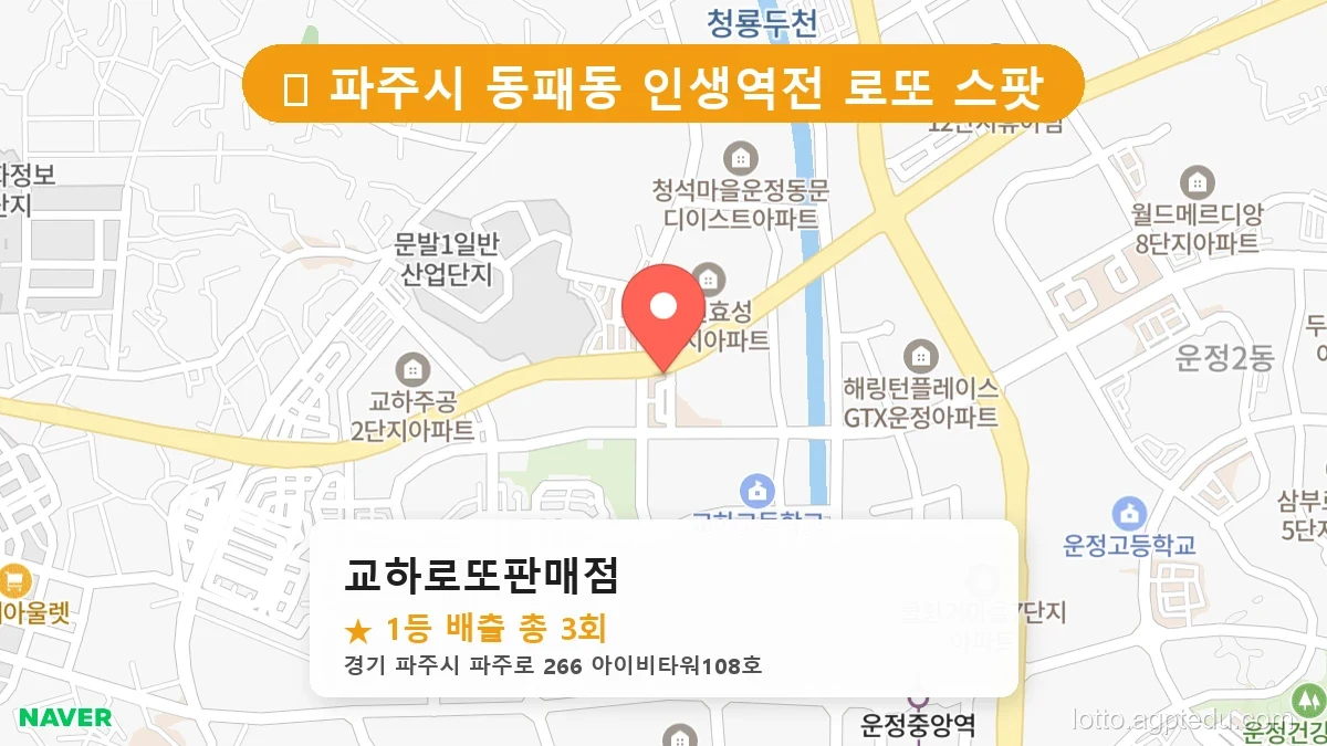 경기 파주시 동패동 동패동 로또 명당 교하로또판매점 1등 당첨 배출점 전경