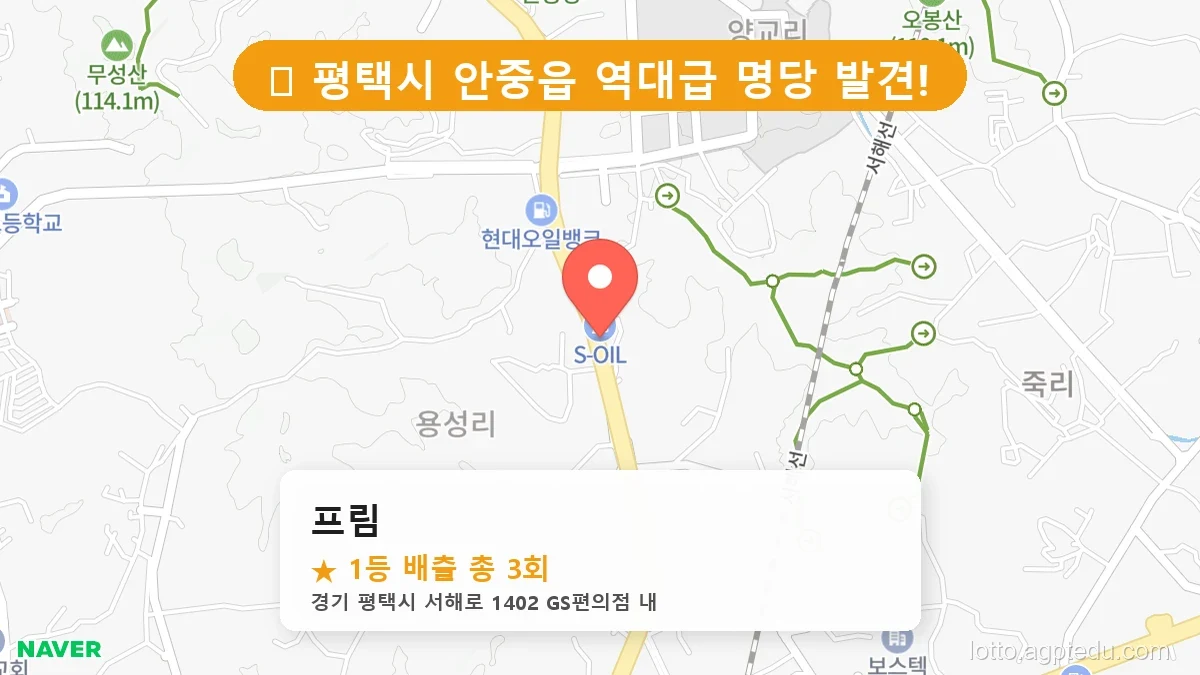 경기 평택시 안중읍 안중읍 로또 명당 프림 1등 당첨 배출점 전경