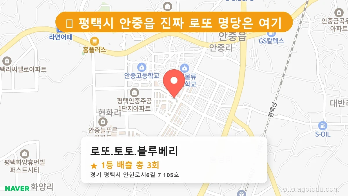 [2026 경기 평택시 안중읍 로또 명당 BEST 3] 데이터로 본 당첨 확률 높은 매장 추천