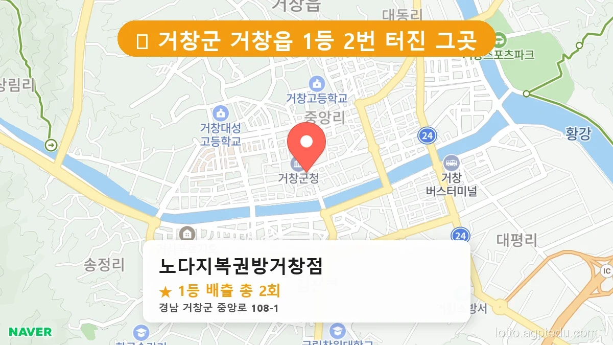 [2026 경남 거창군 거창읍 로또 명당 순위 BEST 3] 이번 주 당첨 주인공이 나올 명당은?