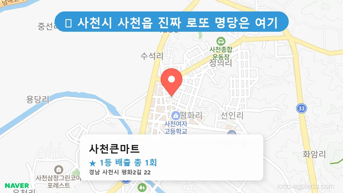 [2026 경남 사천시 사천읍 로또 명당 순위 BEST 3] 자동, 수동 가리지 않고 터지는 진짜 명당 리스트