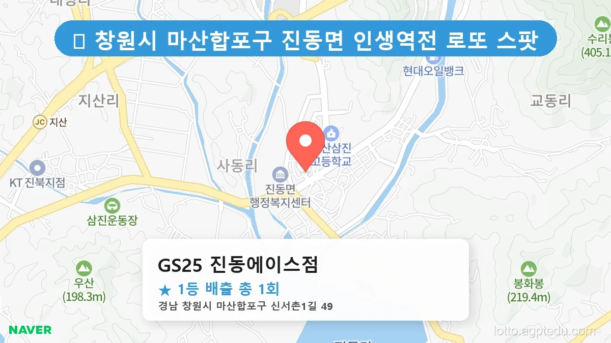 제1216회 창원시 진동면 로또 명당 GS25 진동에이스점 위치 및 상세정보