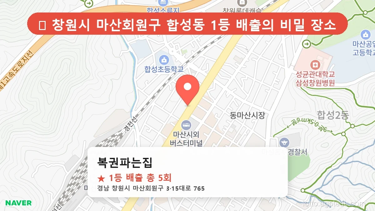 [2026 경남 창원시 마산회원구 합성동 로또 명당 순위 BEST 6] 인생 역전을 꿈꾼다면 필수 확인점