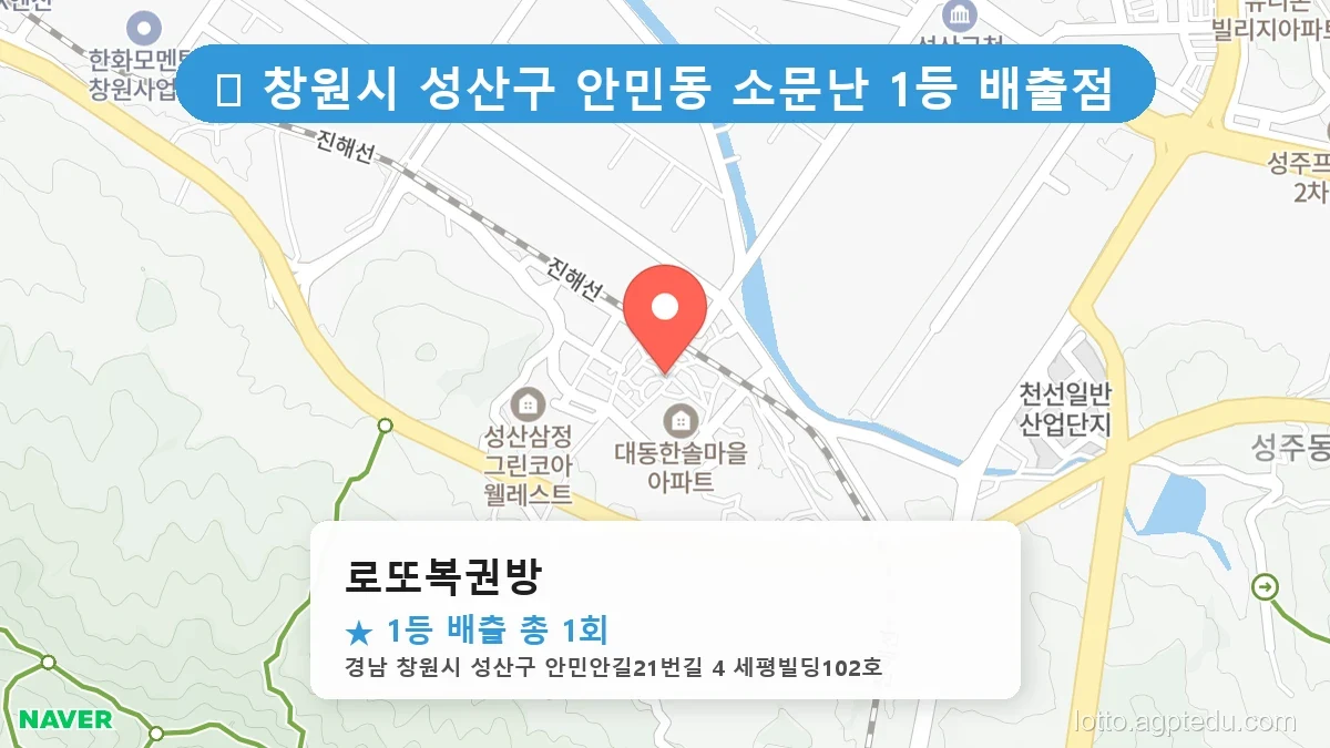 [2026 경남 창원시 성산구 안민동 로또 명당 순위 Best] 데이터로 본 당첨 확률 높은 매장 추천