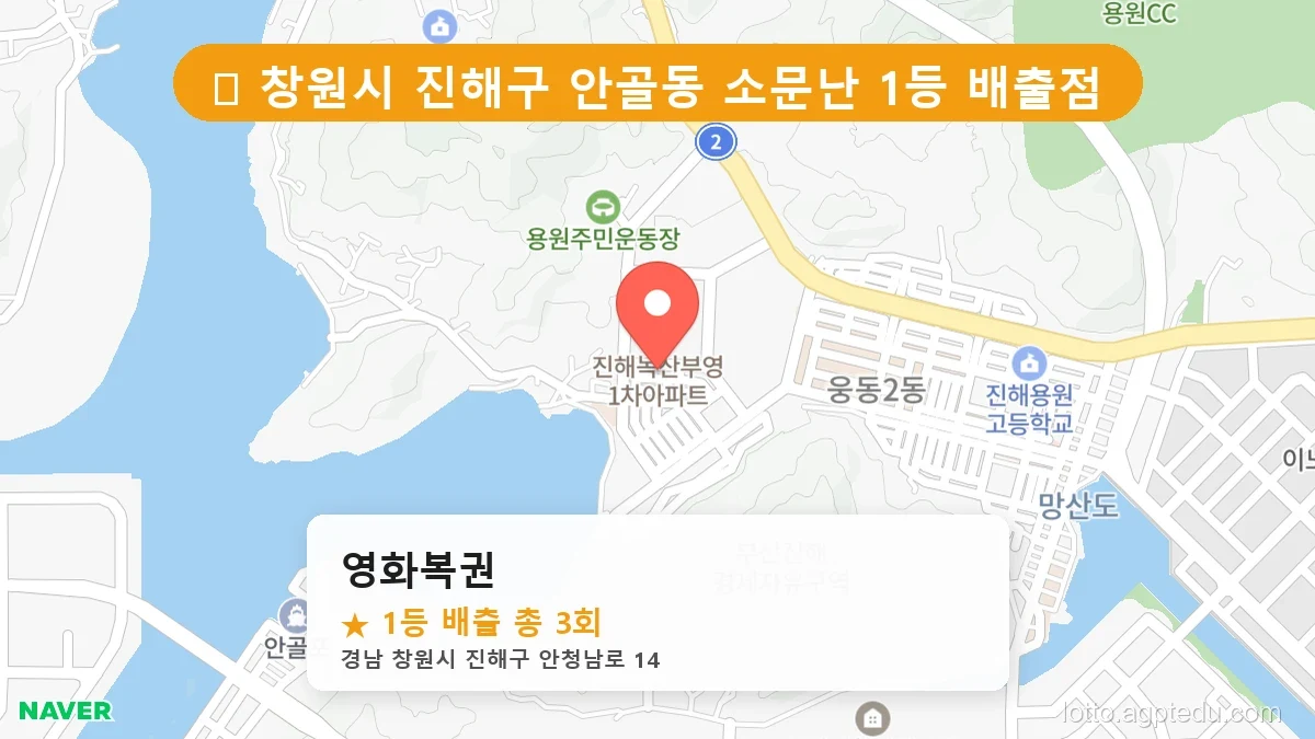 [2026 경남 창원시 진해구 안골동 로또 명당 순위 Best] 역대 1등 당첨 위치 및 순위 공개