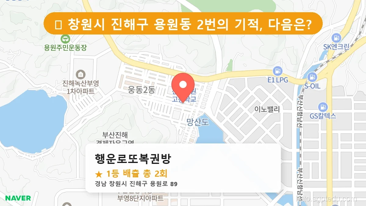 제1201회 창원시 용원동 로또 명당 행운로또복권방 위치 및 상세정보