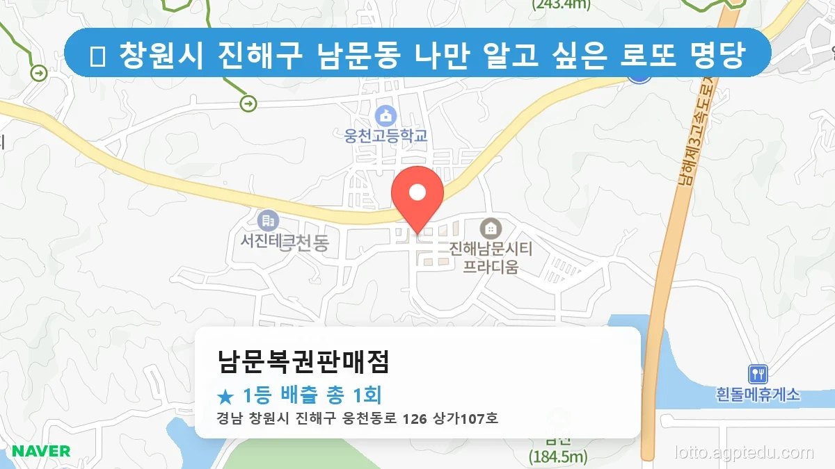 [2026 경남 창원시 진해구 남문동 로또 명당 순위 Best] 알고 보니 코앞? 우리 동네 1등 배출점 완벽 정리