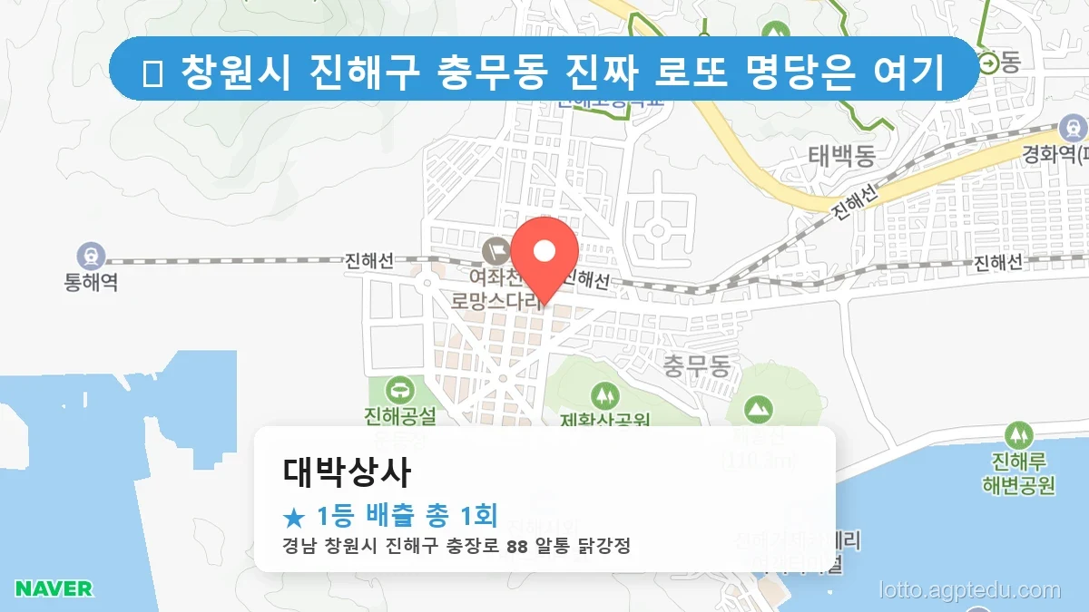[2026 경남 창원시 진해구 충무동 로또 명당 순위 Best] 자동, 수동 가리지 않고 터지는 진짜 명당 리스트