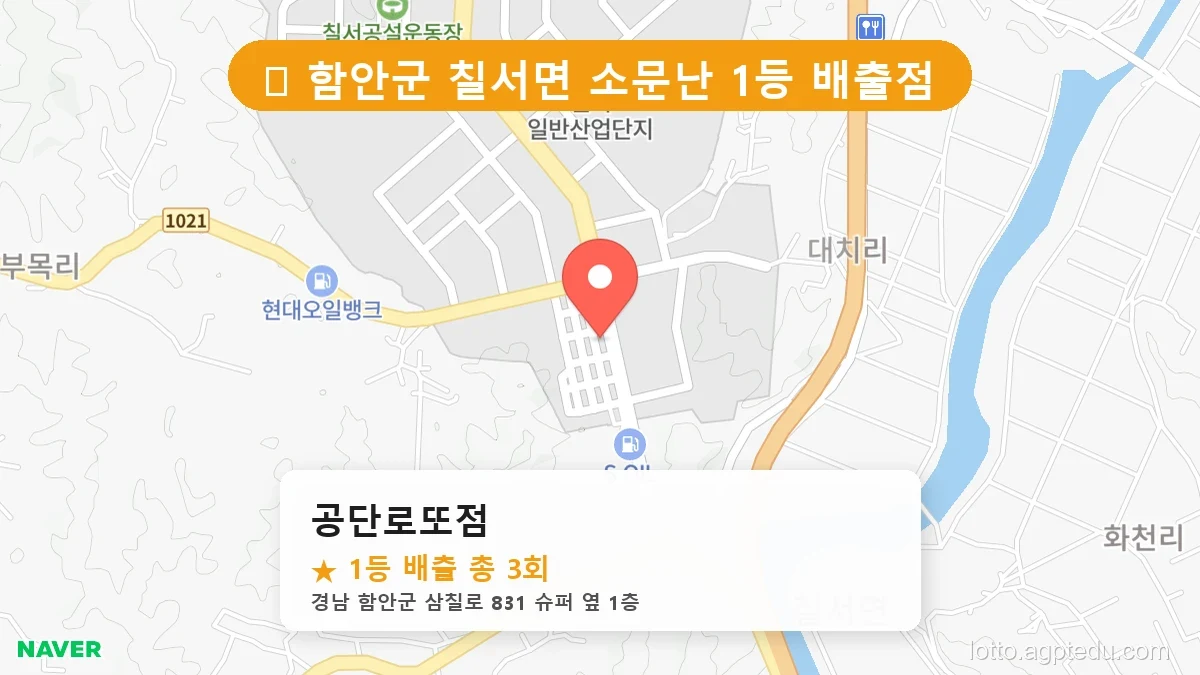 [2026 경남 함안군 칠서면 로또 명당 순위 BEST 2] 1등 배출 판매점 리스트 완벽 정리
