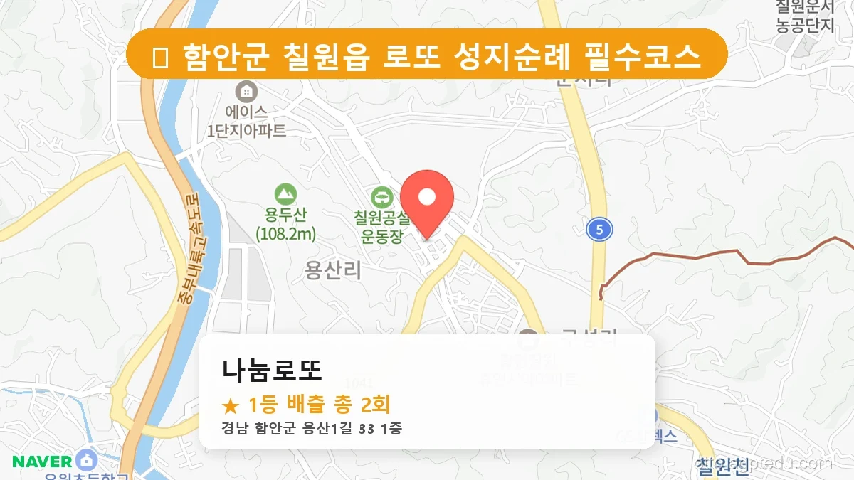 [2026 경남 함안군 칠원읍 로또 명당 순위 Best] 지역 주민만 아는 1등 배출점 리스트
