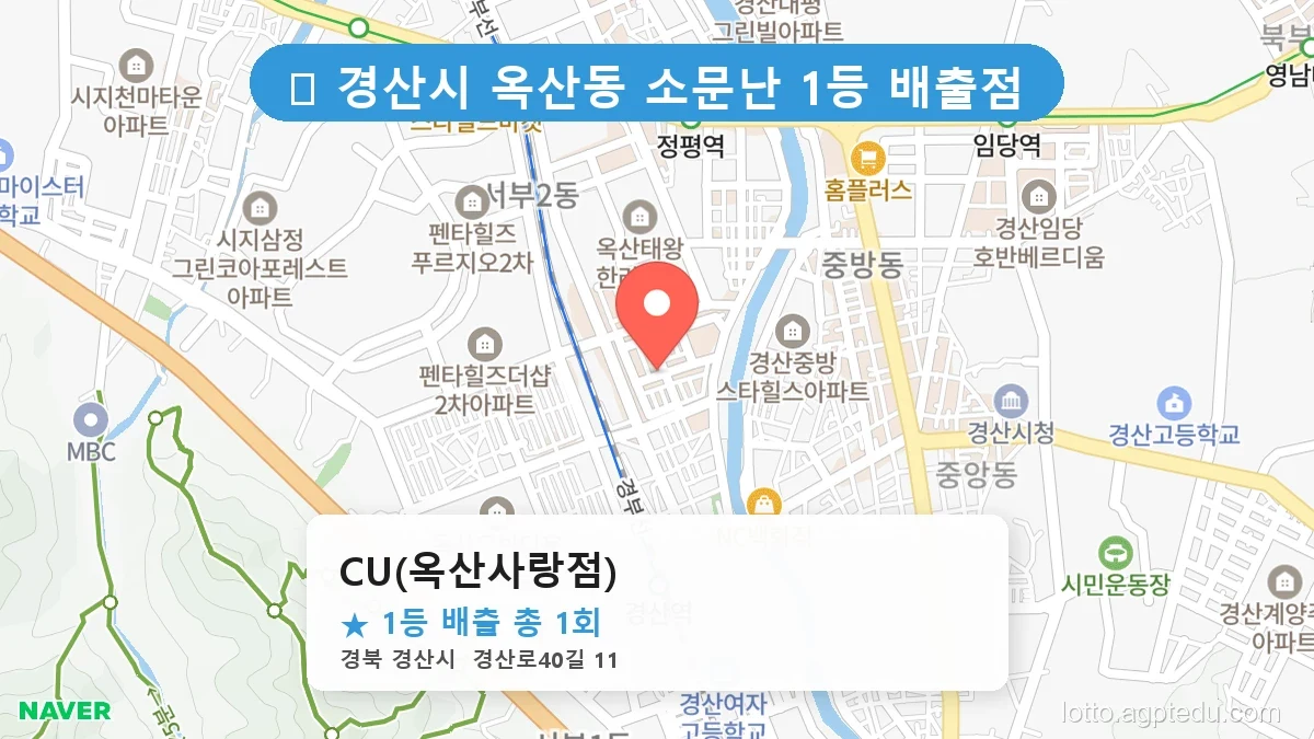 [2026 경북 경산시 옥산동 로또 명당 순위 Best] 조회수 폭발! 동네 주민들이 꽁꽁 숨긴 1등 스팟