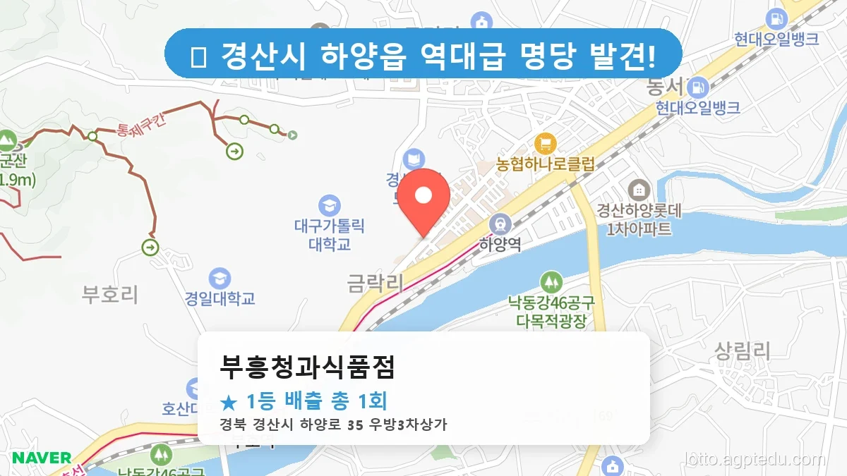 [2026 경북 경산시 하양읍 로또 명당 순위 BEST 2] 숨겨진 명당 발견! 당첨자들의 성지