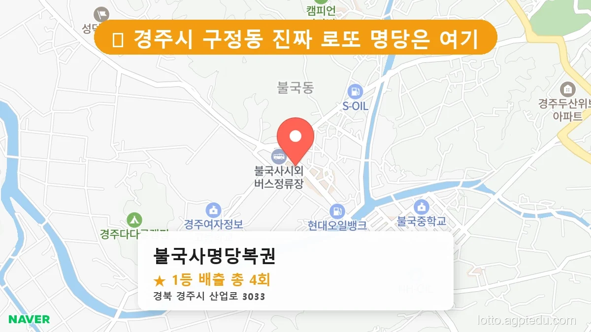 [2026 경북 경주시 구정동 로또 명당 순위 Best] 데이터로 본 당첨 확률 높은 매장 추천