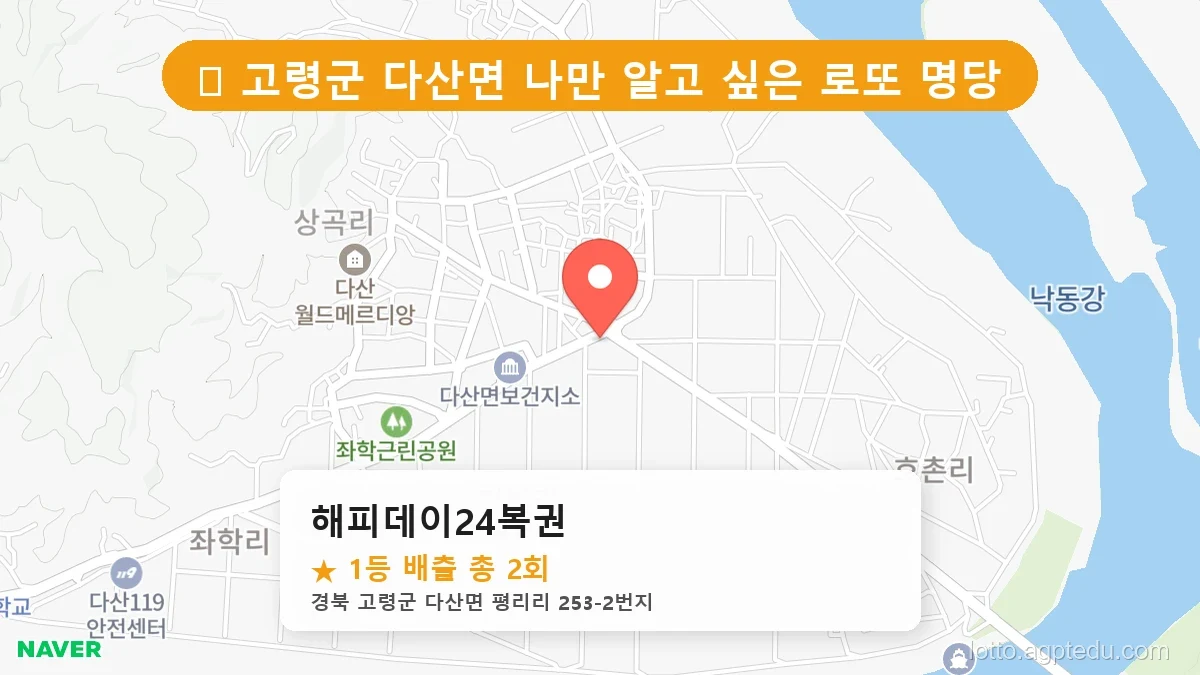 [2026 경북 고령군 다산면 로또 명당 순위 Best] 최근 1등 연속 배출! 지금 당장 가야 할 성지