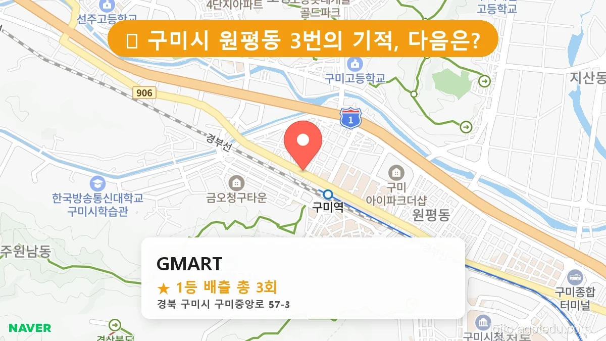 [2026 경북 구미시 원평동 로또 명당 순위 BEST 7] 최근 1등 연속 배출! 지금 당장 가야 할 성지