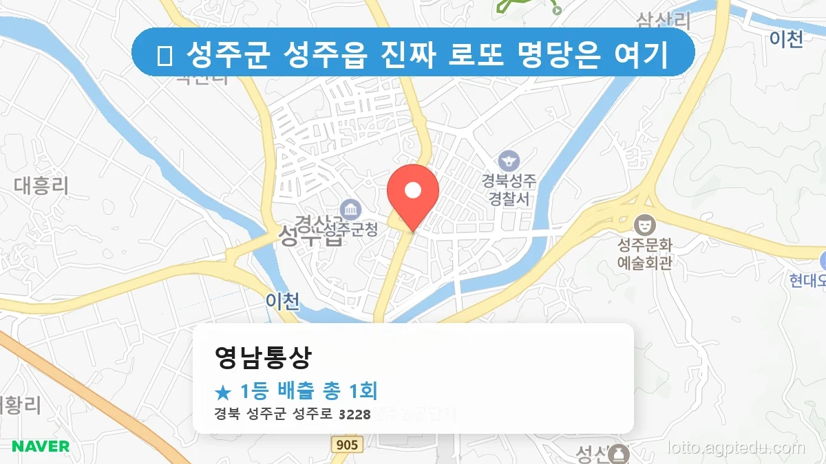 [2026 경북 성주군 성주읍 로또 명당 순위 BEST 2] 숨겨진 명당 발견! 당첨자들의 성지