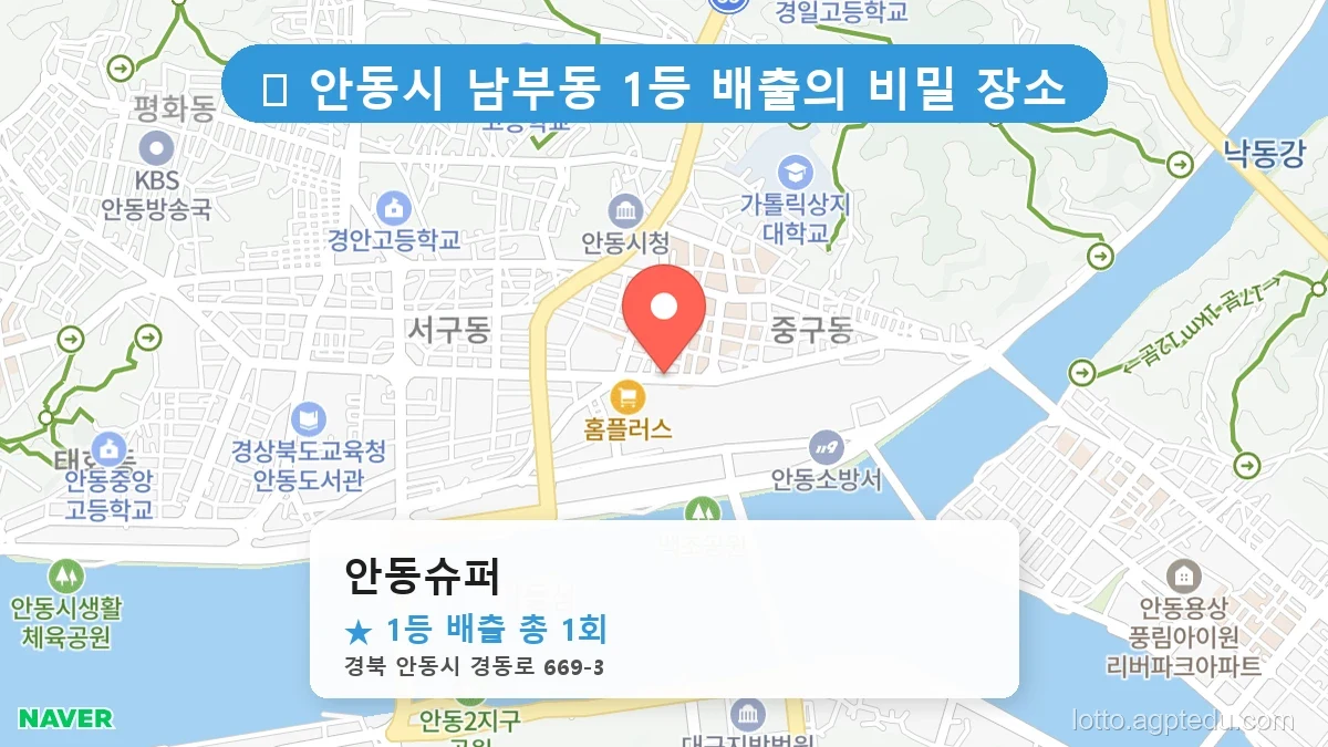 [2026 경북 안동시 남부동 로또 명당 순위 Best] 역대 1등 당첨 위치 및 순위 공개