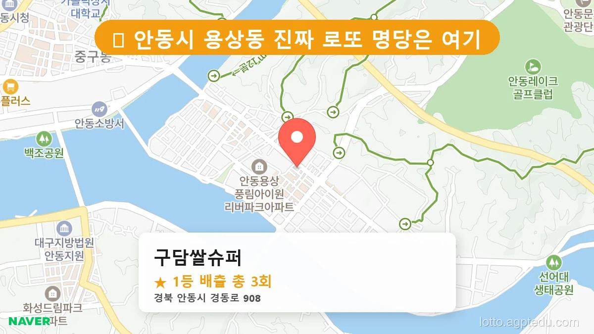 [2026 경북 안동시 용상동 로또 명당 순위 BEST 2] 줄 서서 사는 판매점 상세 정보 확인