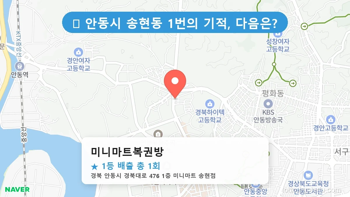 [2026 경북 안동시 송현동 로또 명당 순위 Best] 알고 보니 코앞? 우리 동네 1등 배출점 완벽 정리