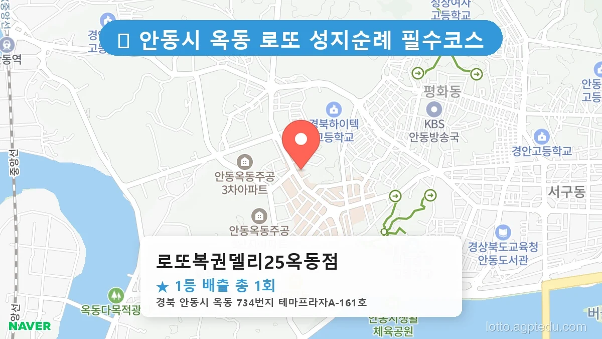 [2026 경북 안동시 옥동 로또 명당 순위 BEST 2] 로또 고수들만 몰래 줄 서는 비밀의 판매점