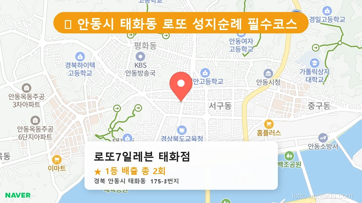 [2026 경북 안동시 태화동 로또 명당 순위 BEST 2] 이번 주 당첨 주인공이 나올 명당은?