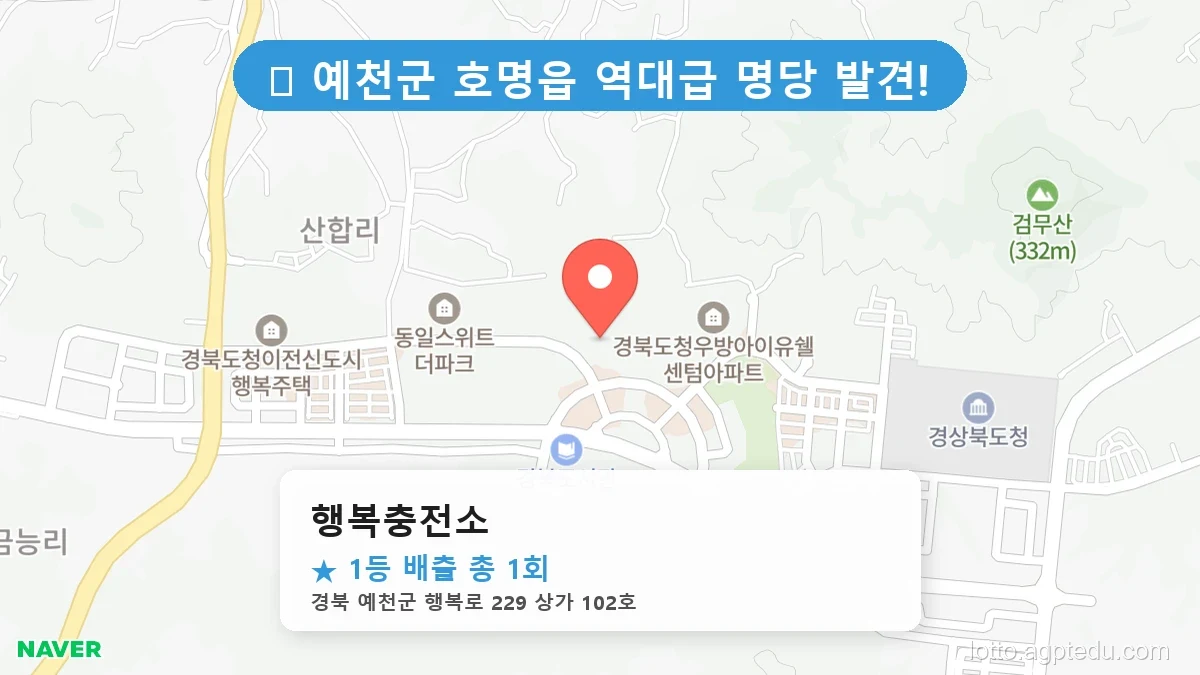 [2026 경북 예천군 호명읍 로또 명당 순위 Best] 이번 주 당첨 주인공이 나올 명당은?