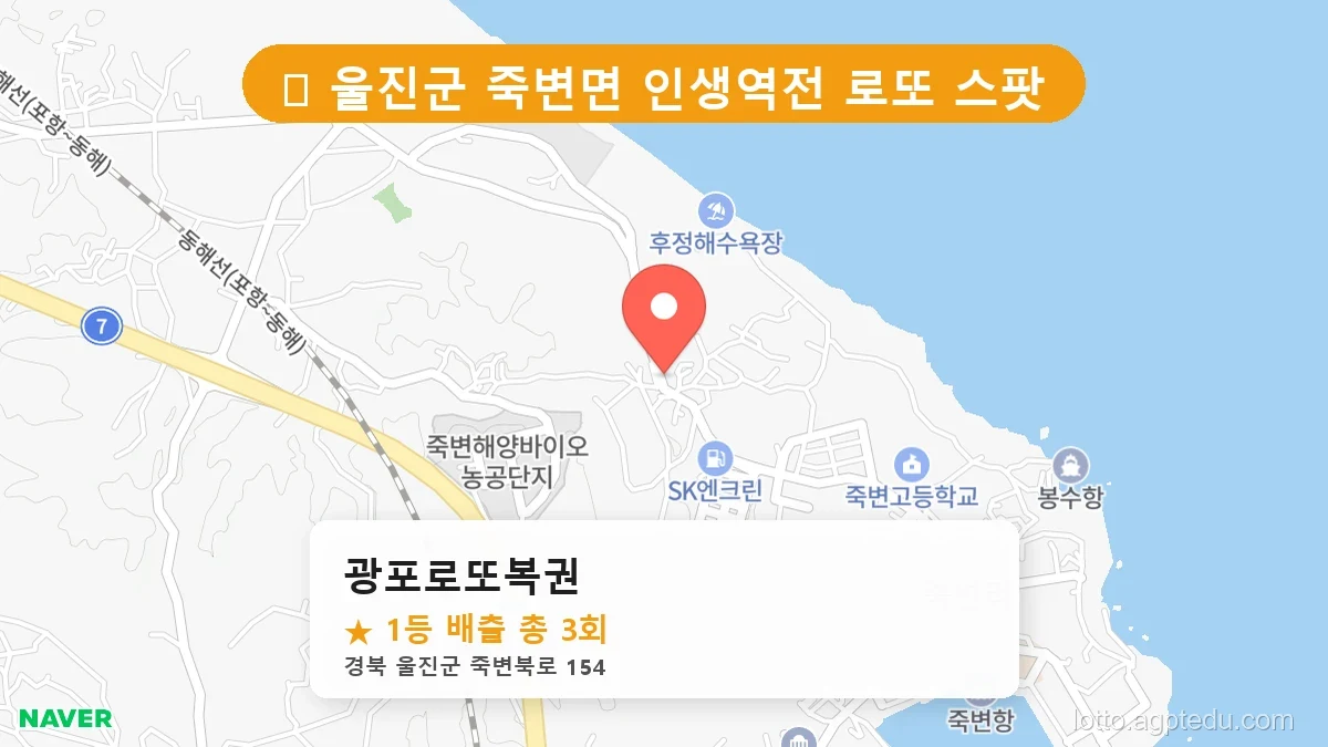 [2026 경북 울진군 죽변면 로또 명당 순위 Best] 명당 지도와 당첨 비율 상세 분석