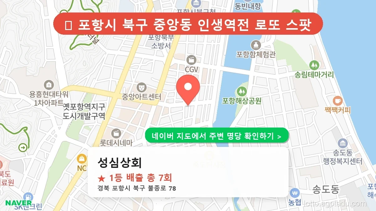 [2026 경북 포항시 북구 중앙동 로또 명당 순위 Best] 알고 보니 코앞? 우리 동네 1등 배출점 완벽 정리