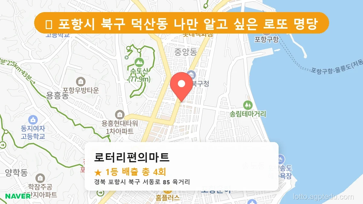 [2026 경북 포항시 북구 덕산동 로또 명당 순위 Best] 1등 배출 판매점 리스트 완벽 정리