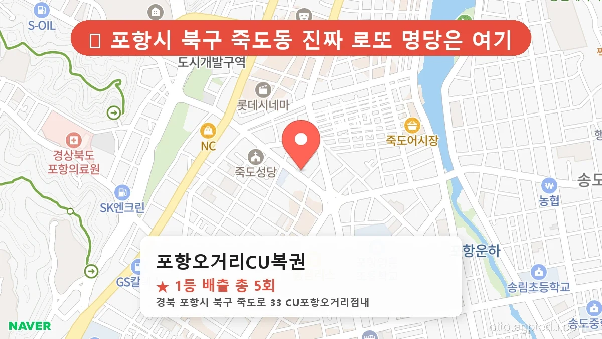 [2026 경북 포항시 북구 죽도동 로또 명당 순위 BEST 5] 수십억 당첨자가 다녀간 기적의 명당 위치