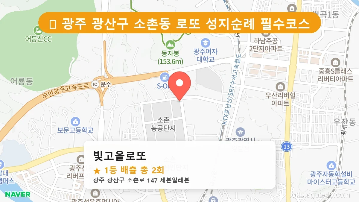 [2026 광주 광산구 소촌동 로또 명당 BEST] 명당 지도와 당첨 비율 상세 분석
