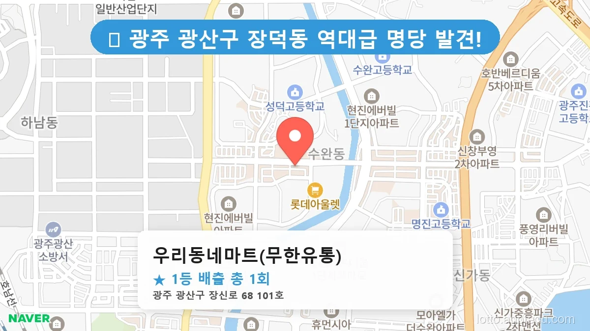 광주 광산구 장덕동 장덕동 로또 명당 우리동네마트(무한유통) 1등 당첨 배출점 전경