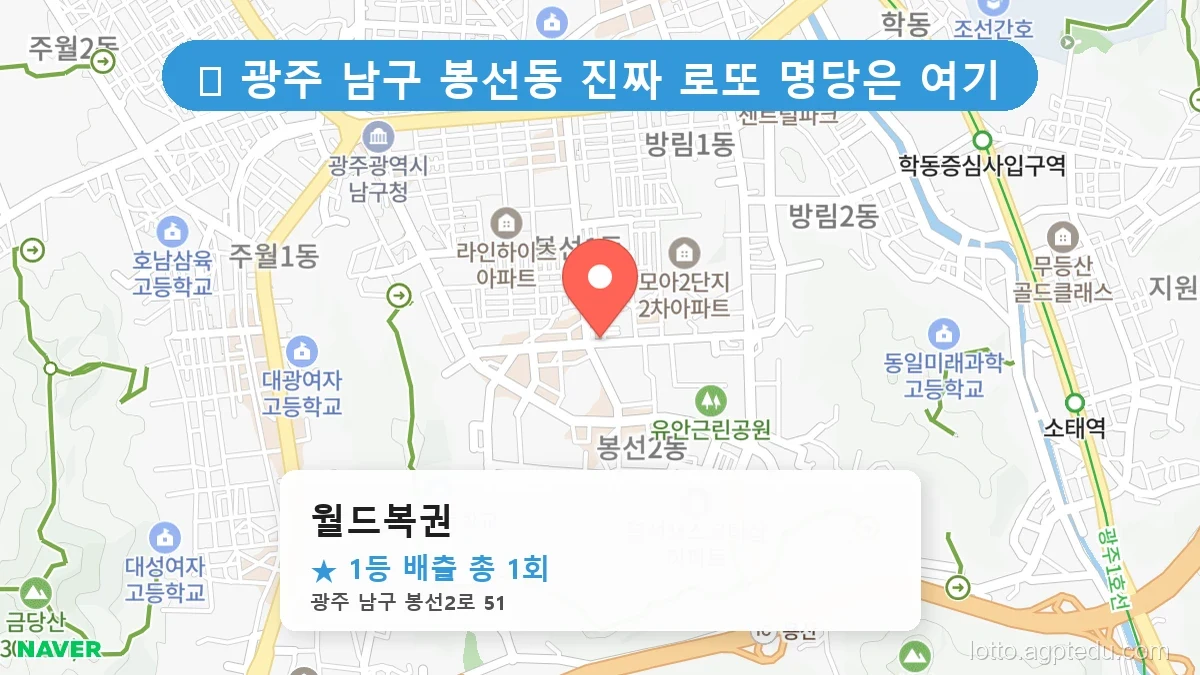 광주 남구 봉선동 봉선동 로또 명당 월드복권 1등 당첨 배출점 전경
